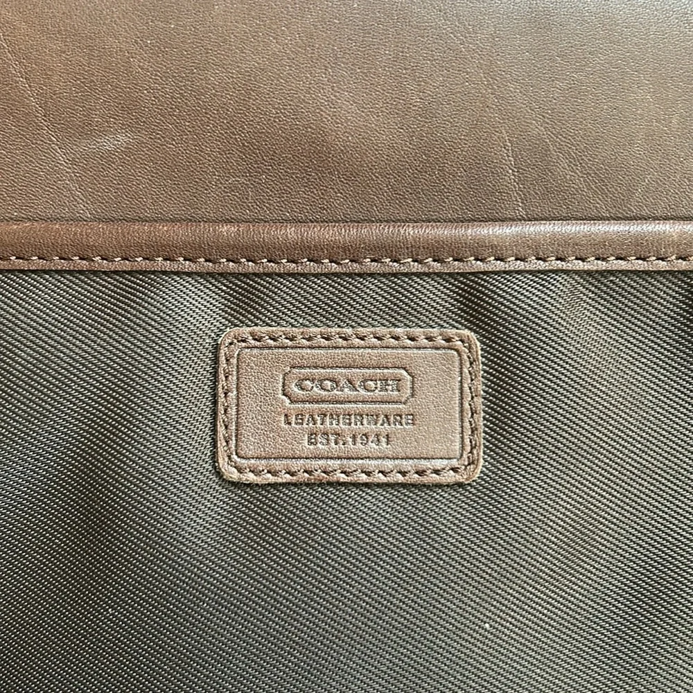 COACH Vintage Brown Classic Leather & Nylon Briefcase Messenger Bag #5113